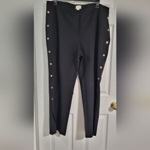Chicos Black Pants With Fancy Gold Emblems.